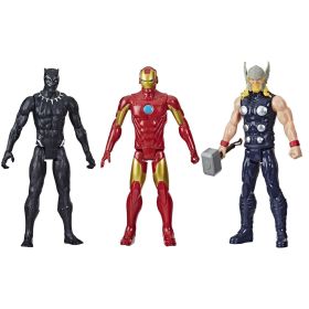 Marvel Avengers Titan Hero Series 12 inch Black Panther, Iron Man and Thor 3-Pack Figure Set