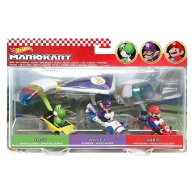 Hot Wheels 1:64 Mario Kart 3 Pack - Yoshi, Waluigi & Mario