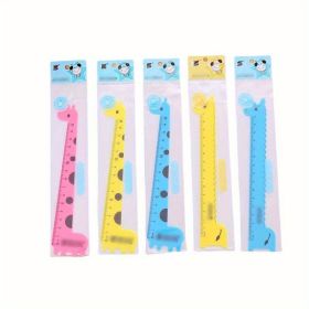 1pc Cartoon Animal Giraffe Plastic Straight Ruler Kawaii Cute Sweet Straight Ruler