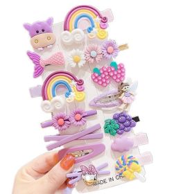 New 14-Piece Set Children's Cute Flower Fruit Animal Candy Color Hairpin Set