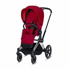 CYBEX ePriam 3-in-1 Travel System Chrome with Black Details Baby Stroller â€“ True Red