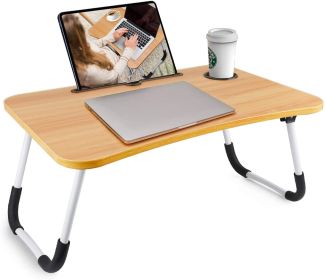 Foldable Bed Tray Lap Desk;  Portable Lap Desk with Phone Slots Notebook Table Dorm Desk;  Small Desk Folding Small Dormitory Table (Beige)