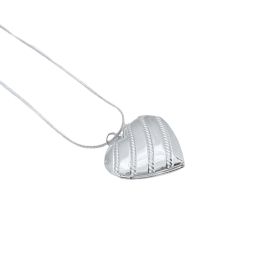 Silver Plated Heart Pendant Necklace (925 Sterling Silver - Ribbon)