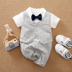 Baby Boy Gentleman Jumpsuit Baby Autumn Clothing (Option: Grey-59cm)