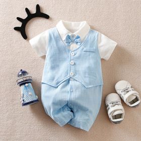 Baby Boy Gentleman Jumpsuit Baby Autumn Clothing (Option: Blue-59cm)